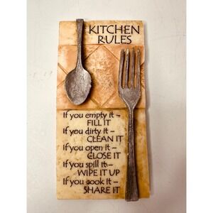 History & Heraldry Kitchen Rules Wall Plaque Spoon Fork Decorative Sign 2008